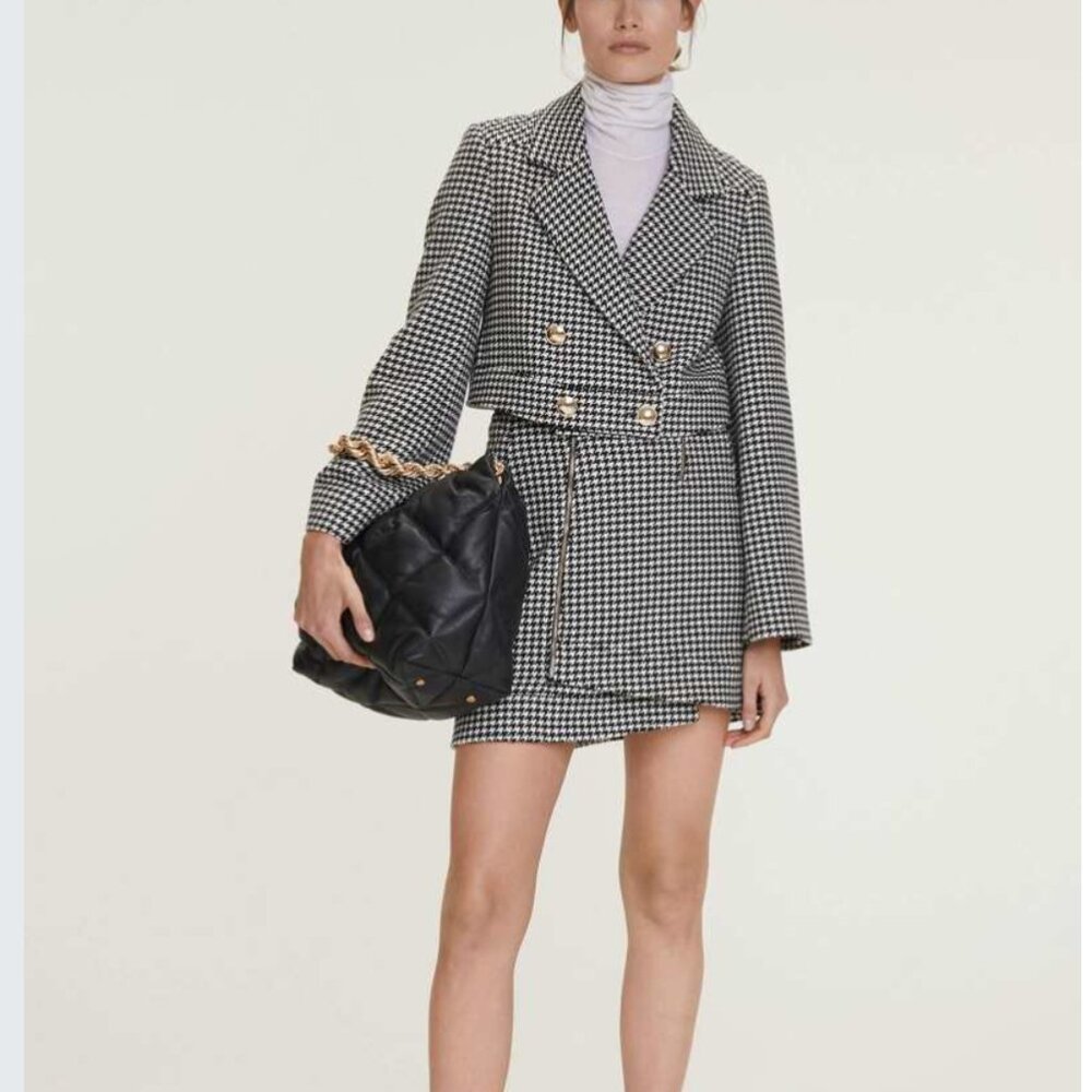 DOROTHEE SCHUMACHER Graphic Softness Houndstooth Jacket NWT Size 1 NWT Black/Wh